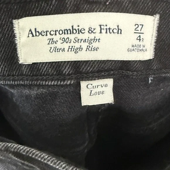 Abercrombie & Fitch Curve Love Ultra High Rise 90s Straight Jean Black Size 4 - Picture 12 of 14